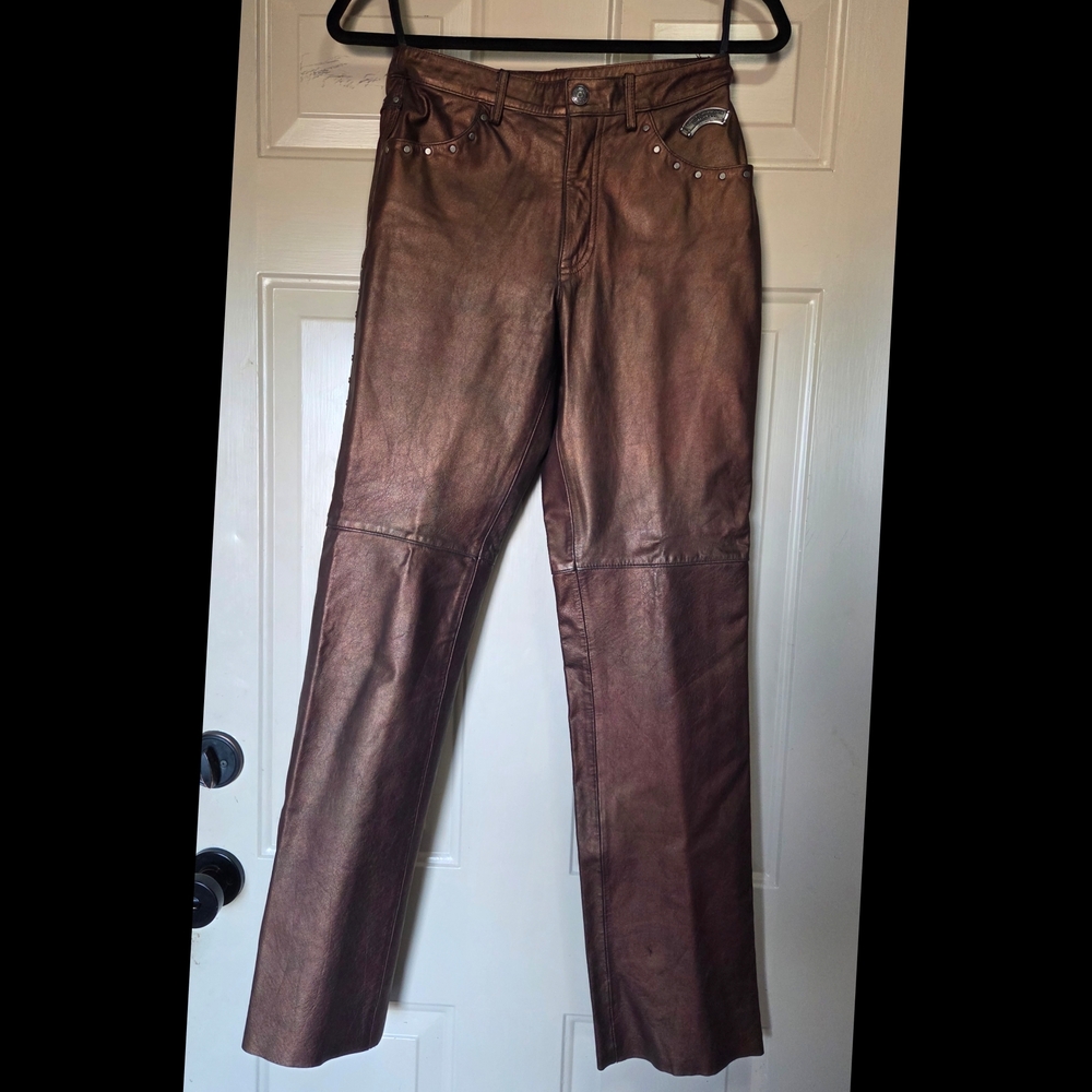 Harley-Davidson Women's Brown Leather Flare Jeans